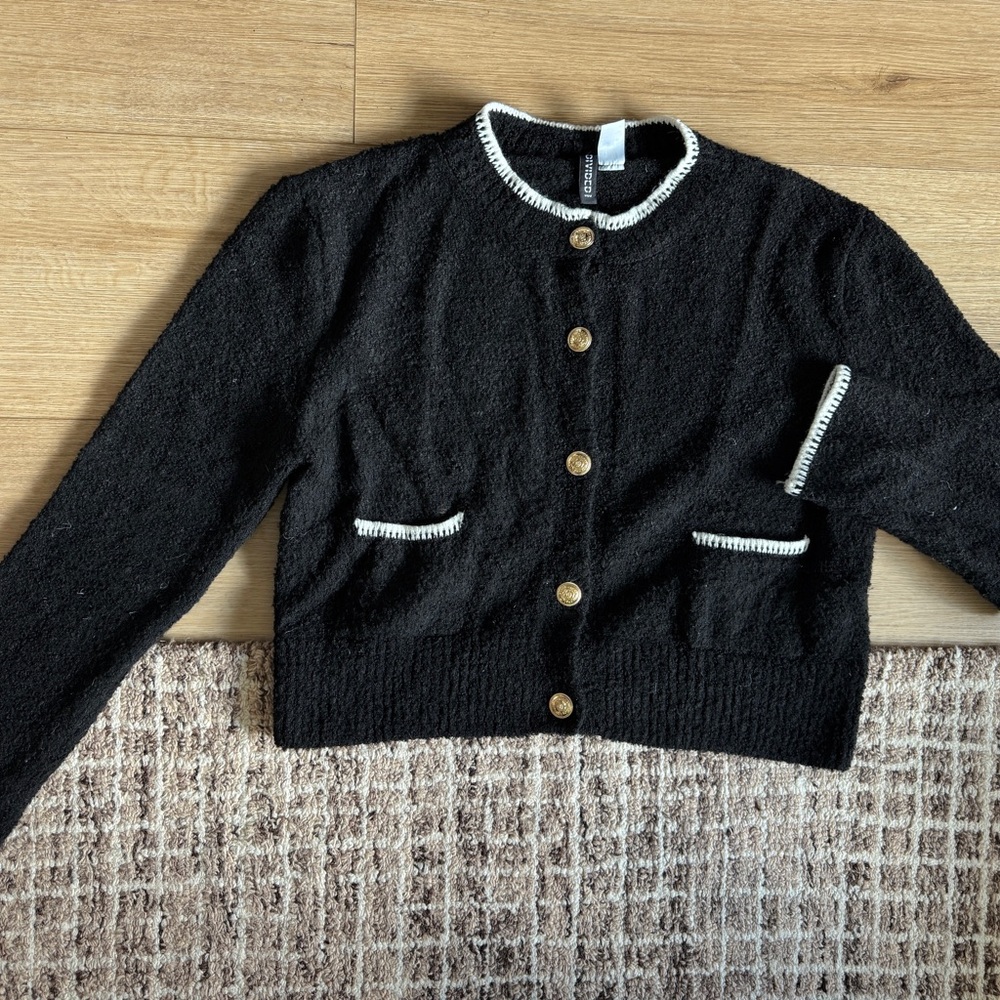 H&M Black Cardigan with Gold Buttons